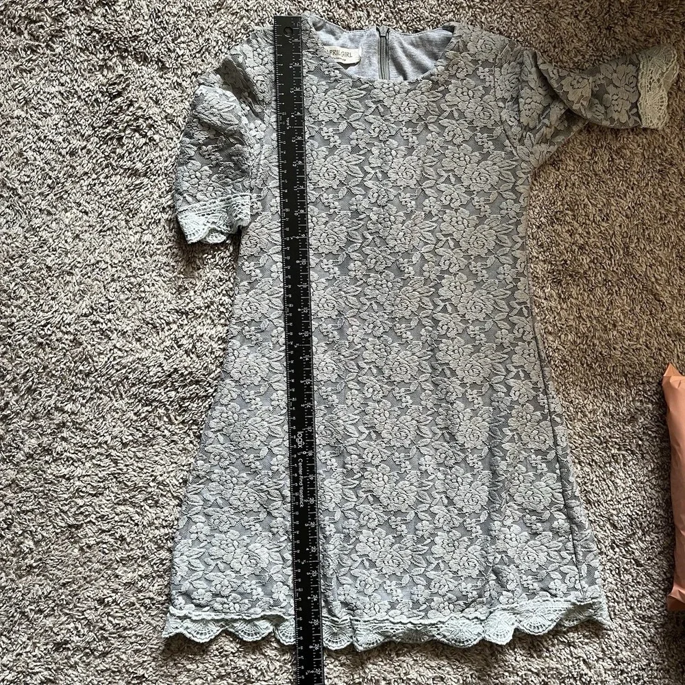 April Girl Dress Size 155 (7/8) Gray Lace